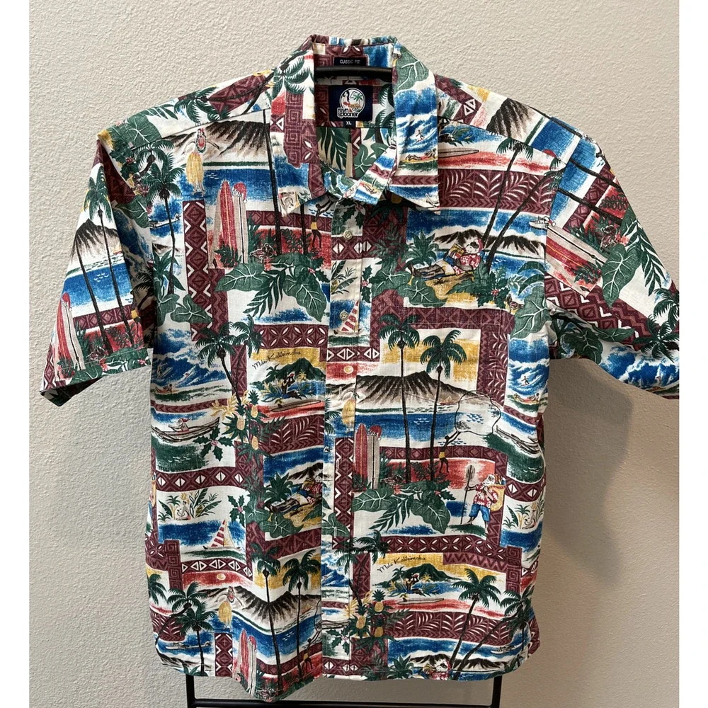 Reyn Spooner shirt Men's 2018 Mele Kalikimaka Hawaiian Christmas Santa XL